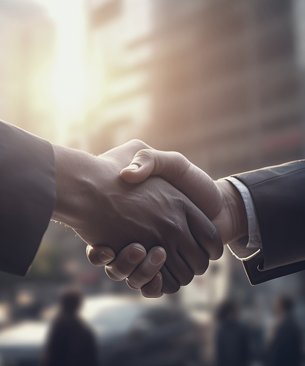 Attorney and client shaking hands